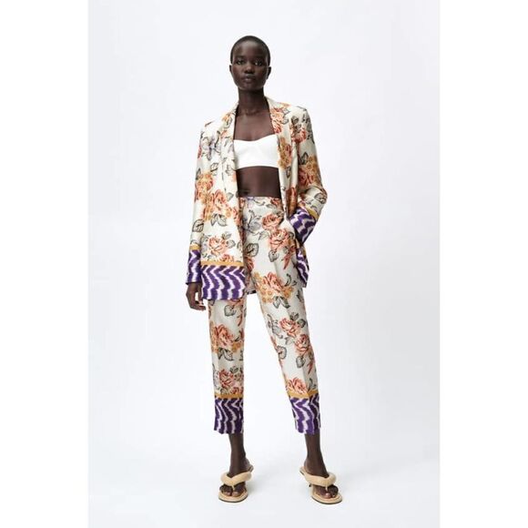 ZARA Printed Floral Pants New Small - Picture 3 of 7